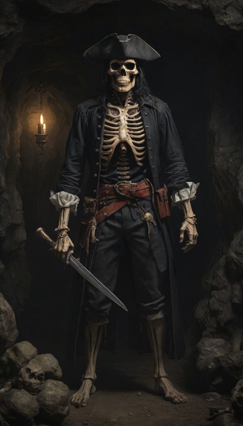 skeleton dressed as a pirate, digital painting Pirate Concept, Zombie Pirate, Skeleton Woman, Skeleton Pirate, Pirate Stuff, Pirate Skeleton, Skeleton Dress, Mystery Stories, Halloween 2