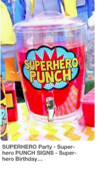 Superhero Punch, Wonder Woman Birthday Party, Party Cooler, 4de Verjaardag, Comic Party, Wonder Woman Party, Pj Masks Birthday Party, Wonder Woman Birthday, Marvel Party