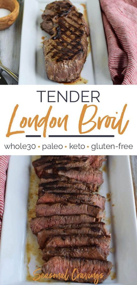 Tender London Broil | This recipe will help you create the most delicious, tender, and flavorful steak that guarantees to become a family favorite. - Seasonal Cravings #Londonbroil #Paleo #Keto Tender London Broil, London Broil Recipe, Grilled London Broil, London Broil Recipes, London Broil, Keto Friendly Desserts, Photo Food, Gluten Free Recipes Easy, Low Carb Recipes Dessert