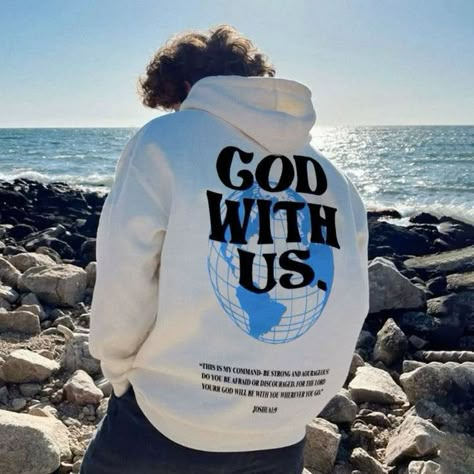 Christian Clothing Brand, Jesus Clothes, God With Us, Christian Shirts Designs, Plain Hoodies, Sports Hoodies, Womens Fleece, Christian Clothing, Christian Shirts