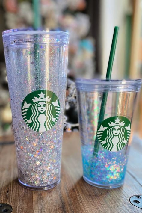 Snow Globe Cups Diy, Glitter Filled Tumbler, Glitter Starbucks Cup Diy, Diy Snow Globe Tumbler Cups, Snow Globe Tumbler Mixture, Double Walled Tumbler, Last Minute Diy Christmas Gifts, Diy Glitter Tumbler, Snow Globe Tumbler Solution