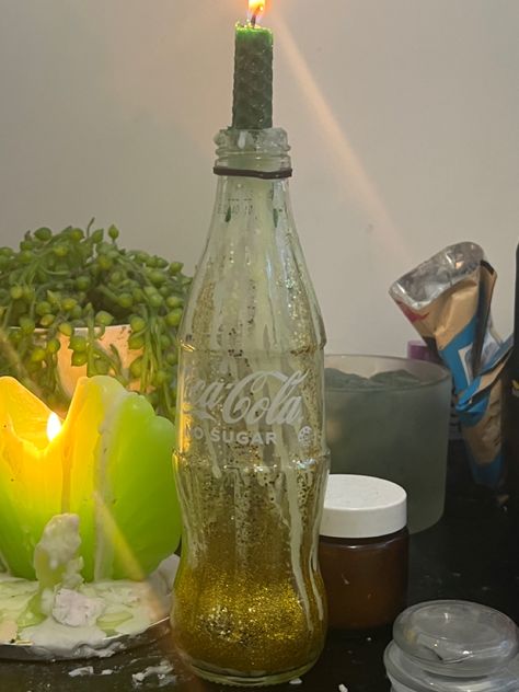 #cocacola #bottle #candle #wax Candle Bottle Aesthetic, Candles In Bottles Aesthetic, Coke Bottle Candle, Beer Bottle Candle, Winebottle Candleholder Aesthetic, Bottle Candles, Coke Bottle, Coca Cola Bottle, Candle Aesthetic