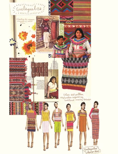 GUELAGUETZA Fashion Design Process, Fashion Portfolio Layout, Mexico Fashion, Sketchbook Layout, Textiles Sketchbook, Fashion Design Sketchbook, Fashion Inspiration Board, Fashion Design Portfolio, Portfolio Inspiration