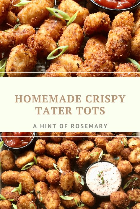 Offer these Homemade Crispy Tater Tots to go along with burgers or your favorite sandwiches. Full of flavor and crunch. Enjoy on their own as a satisfying snack. 🌿 A Hint of Rosemary #ahitofrosemary #snacks #sidedishes #sides #kidfriendly #crowdpleaser Homemade Tater Tots, Parmesan Cheese Potatoes, Short Rib, Tater Tots, Short Ribs, Potato Recipes, Tater Tot, Vegetable Recipes, Cheddar Cheese