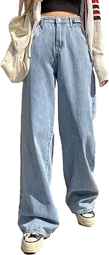 LQI Women's High Waist Baggy Boyfriend Jeans Distressed Wide Leg Denim Pants Wide Jeans Outfit, Baggy Boyfriend Jeans, Baggy Jeans For Women, Wide Leg Denim Pants, Streetwear Girl, Mode Jeans, Cute Pants, Wide Jeans, Cute Jeans