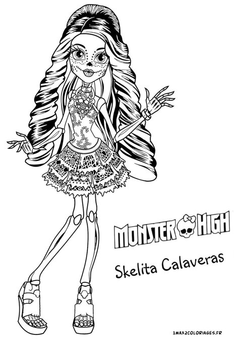 Beautiful Monster High coloring page to print and color - Monster High - Coloring pages of TV Characters - JustColor.net Kids : Free printable Coloring Pages for Kids Monster High Printables, Monster High Coloring Pages, Monster High Coloring, High Coloring Pages, Monster High Halloween, Skelita Calaveras, Mickey Mouse Coloring Pages, Monster Coloring Pages, About Halloween