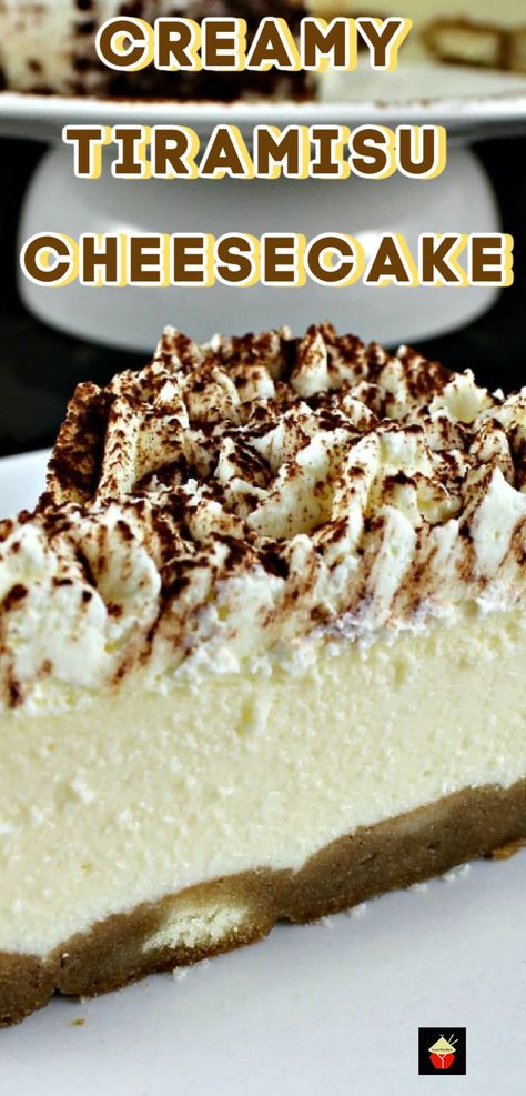 Creamy Tiramisu Cheesecake. This is a lovely baked dessert with the flavors of the classic Italian Tiramisu. If you like Tiramisu then you will enjoy this! Dessert Cravings, Italian Tiramisu, Tiramisu Cheesecake, Baked Dessert, Baking Fun, European Recipes, Layered Desserts, Dessert Cake, Sweet Christmas