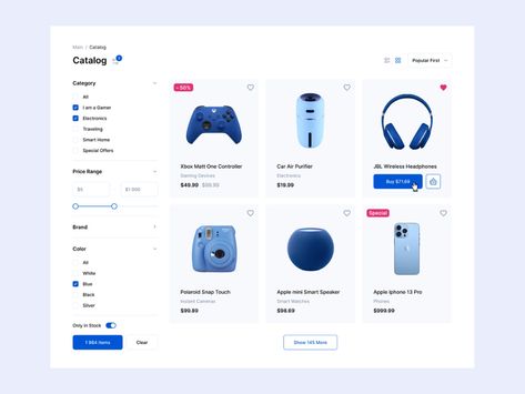 Gadgets shop. Catalog by Ekaterina Kudelevskaia on Dribbble Ecommerce Ui Design, Web Design Creative, Gadgets Shop, Web Design Gallery, Card Ui, Ecommerce Web Design, Ecommerce Shop, Ui Design Website, Gadget Shop