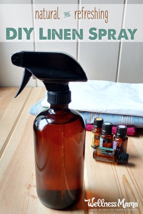 Homemade Linen Spray, Linen Spray Recipe, Linen Spray Essential Oils, Diy Linen Spray, Fabric Refresher, Sleep Spray, Homemade Essential Oil, Wellness Mama, Essential Oil Spray