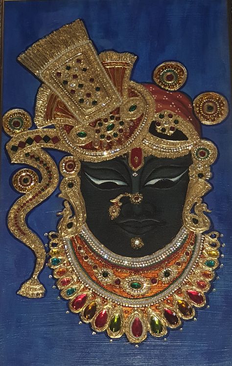 #shreenathji #tanjorepainting #pichwaiart #traditionalart Shreenathji Mukharvind, Tanjore Painting, Traditional Art, Festival Captain Hat, Captain Hat, Acrylic Painting, Art Gallery, Mask, Hats