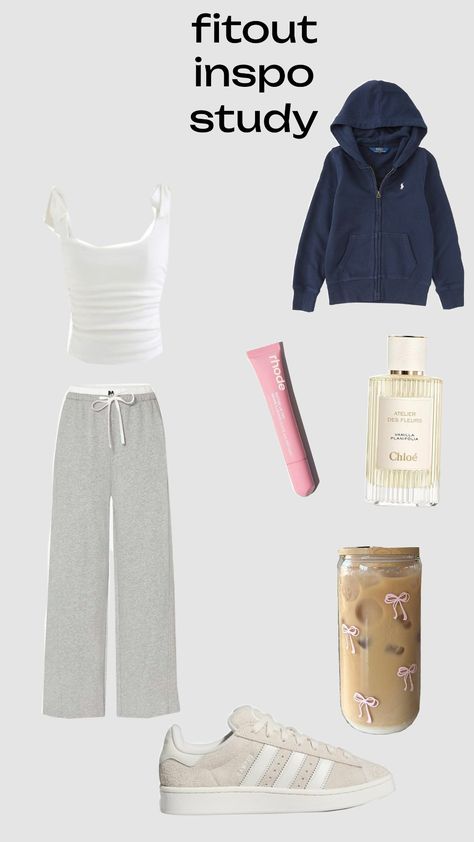 ~#cute ~#outfit~ #inspo ~#study ~ Studying Fits, Cute Study Outfit, Homework Outfit, Exam Day Outfit, Study Day Outfit, Study Outfit Comfy, Studying Outfit, Study Fits, Cosy Study