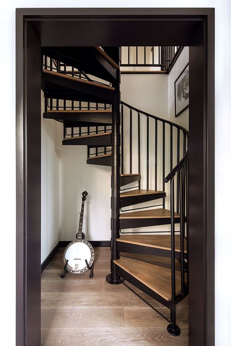 Northworks Architects, Small Space Staircase, Spiral Stairs Design, Nantucket Style Homes, Tiny House Big Living, Jackson Wy, Stairs In Living Room, Mountain Living, Spiral Stairs