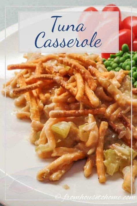 Tuna Casserole With Chow Mein Noodles Tuna Casserole Recipes, Easy Family Dinner, Tuna Noodle Casserole, Jello Shot, Chow Mein Noodles, Tuna Casserole, Cream Of Mushroom Soup, Fruit Salsa, Easy Comfort Food