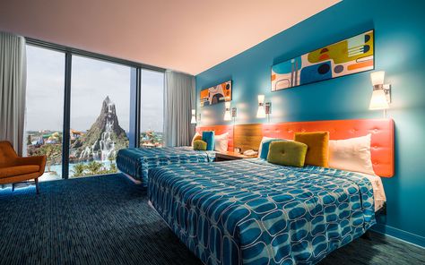 Enjoy a view of Universal's Volcano Bay when you stay at the new Universal's Cabana Bay Towers. Volcano Bay Universal, Universal Studios Hotels, Orlando Hotels, Vegas Hotel Rooms, Orlando Universal, Loews Portofino Bay Hotel, Universal Studios Orlando Trip, Cabana Bay, Orlando Trip