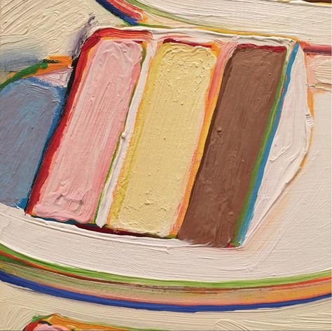 Wayne Thiebaud Wayne Thiebaud Gcse Sketchbook, Thiebaud Wayne, Pastry Painting, Wayne Thiebaud Cakes, Confectionary Art, Cake Painting, Diy Canvas Art Easy, Artist Cake, Ice Cream Art