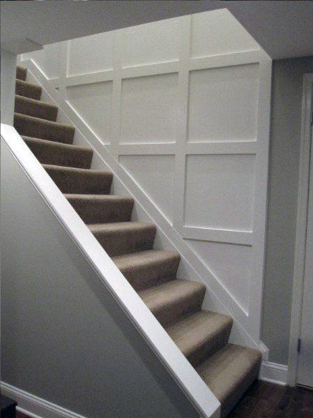 Top 60 Best Stair Trim Ideas - Staircase Molding Designs Carpentry Details, Basement Wall Panels, Room Redecorating, Basement Layout, Decor Salon, Diy Staircase, Basement Inspiration, Bar Ceilings, Basement Stairs