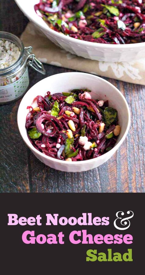 Beet Noodles, Vege Dishes, Salad Options, Veggie Noodles Recipes, Cheese Ideas, Veggie Noodle, Beet And Goat Cheese, Zoodle Recipes, Salad Easy