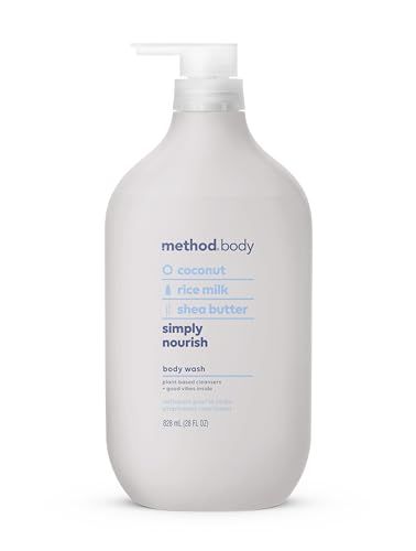 Method Body Wash, Simply Nourish, Paraben and Phthalate Free, Biodegradable Formula, 28 oz (Pack of 1) Method Body Wash, Glitter Face Paint, Baby Feeding Bottles, Gift Baskets For Women, Skin Care Spa, Rice Milk, Cleansing Wipes, Coconut Rice, Birthday Wishlist