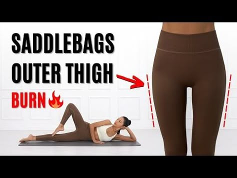 Reduce SADDLEBAGS in 2 Weeks | 15MIN Outer Thigh Workout - Fast Results, Lying Down, No Equipment - YouTube Reduce Saddlebags, Saddlebag Workout, Thigh Exercises For Women, Exercise To Reduce Hips, Outer Thigh Workout, Outer Thigh, Reduce Thigh Fat, Inner Thighs Exercises, Gym Workout Plan For Women