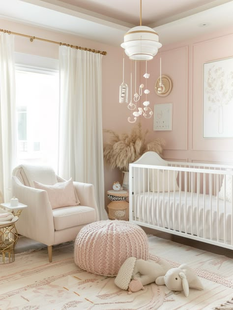 35+ Beautiful Pink Nursery Inspirations - TastyInteriors Pink Beige Nursery, Nursery Design Studio, Nursery Girls Room, Baby Girl Nursery Light Pink, Light Pink Baby Nursery, Nursery Ideas For A Girl, Dusky Pink Nursery, Nursery Room Inspiration Girl, Pale Pink Nursery