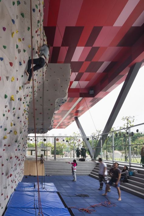 Tucheng Sports Centre, Taiwan. Recreational Center Design, Sports Training Facility, Fitness Center Design, Sports Facility Architecture, Sport Center, Public Space Design, Sport Park, Sports Center, Youth Center