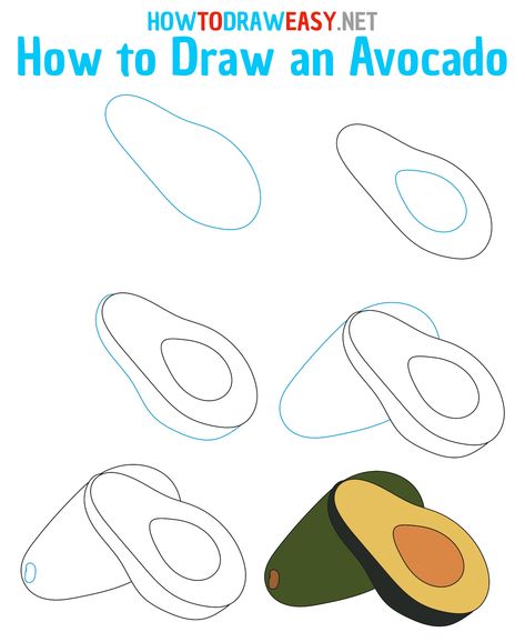 How to Draw an Avocado Step by Step How To Draw A Avacodo, Avocado Drawings, Vegetable Drawing, Plate Drawing, How To Cut Avocado, Isometric Drawing, Fruits Drawing, Draw Easy, Cute Avocado