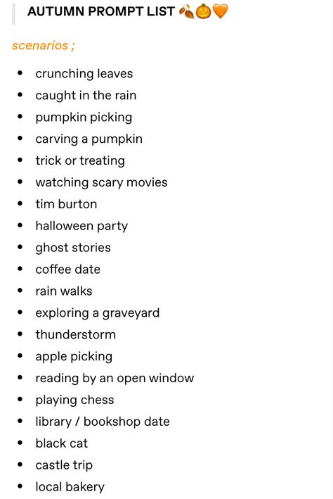 Halloween Fanfic Prompts, October Drawing Promts, Autumn Prompts, October Prompts Writing, Words To Describe Autumn, Halloween Prompts Writing, Autumn Writing Prompts, Writing Prompts October, October Poetry Prompts