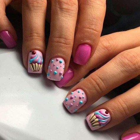 Rockabilly Nails, Cupcake Nails, Flamingo Nails, Disney Acrylic Nails, Tape Nail Art, Tropical Nails, Plaid Nails, Cupcake Art, Trendy Nail Art Designs