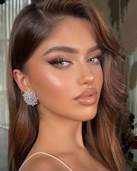 Wedding Make Up Natural Brown Eyes, Ball Makeup, Wedding Guest Makeup, Glam Wedding Makeup, Prom Eye Makeup, Bridal Eye Makeup, Formal Makeup, Smink Inspiration, Glam Makeup Look