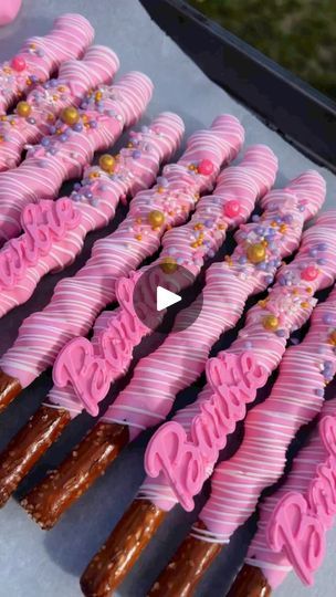 497K views · 5.6K reactions | #barbie | Dino Treats | Dino Treats · Original audio Barbie Pretzels, Barbie Pretzel Rods, Pink And Green Rice Krispy Treats, Barbie Chocolate Covered Oreos, Dino Bones Pretzels, Barbie Treats, Barbie Chocolate Covered Pretzels, Chocolate Dipped Pretzel Rods, Pretzel Treats