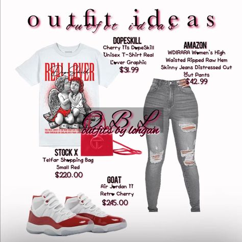 Cute Everyday Outfits Baddie, Jordan Cherry 11 Outfits, Baddie Outfit Ideas For School, Cherry 11s Outfit Ideas, Dopeskill Outfits, Cherry 11s Outfit, 11s Outfit, Shein Inspired Outfits, Trendy Shein Outfits