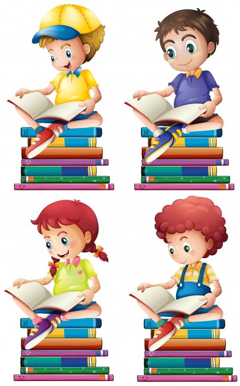 Reading Books Illustration, Books Education, School Border, Books Illustration, Girl Reading Book, Classroom Board, Scrapbook Clipart, School Murals, School Clipart