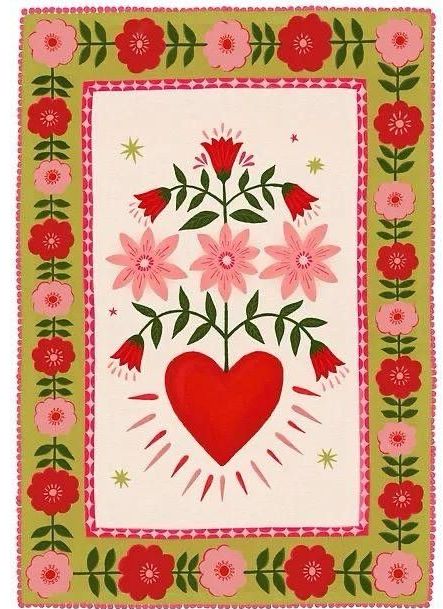 Latin Folk Art, Valentines Illustration Design, Vday Art, Folk Art Aesthetic, Painting Aesthetics, Folk Art Illustration, Mirror Board, Widget Pictures, How To Jump