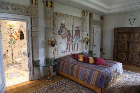 Egyptian Bedroom, Egyptian Furniture, Egyptian Home Decor, Travel Themed Room, Egyptian Inspired, Luxor Egypt, Spa Room, Bedroom Furniture Beds, Bed Styling