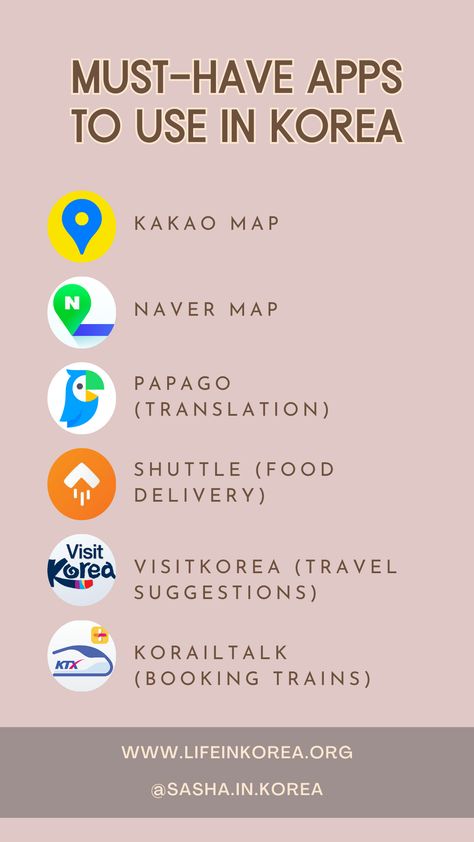 The right tools on your phone can make all the difference when traveling in a foreign country. In this Pin, I'm highlighting the most useful apps available for foreigners that have proven themselves during my expat journey in Korea. Korea Travel List, Jobs In Korea For Foreigners, South Korea Travel Guide, Korean Apps, Visiting Korea, Seoul Trip, Korea Travel Guide, Useful Apps, Seoul Korea Travel