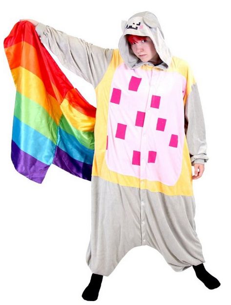 One-Piece Nyan Cat Pajamas Rainbow Costumes, Cat Onesie, Cat Rainbow, Silly Clothes, Pop Tart, Scene Outfits, Nyan Cat, Cat Pajamas, Rainbow Cat