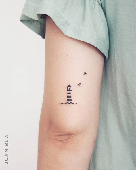 Lighthouse Tattoo Meaning, Travel Tattoo Small, Adventure Tattoo, Tiny Tattoos For Women, Tattoo Placements, Lighthouse Tattoo, Nautical Tattoo, Tattoos Geometric, Ship Tattoo