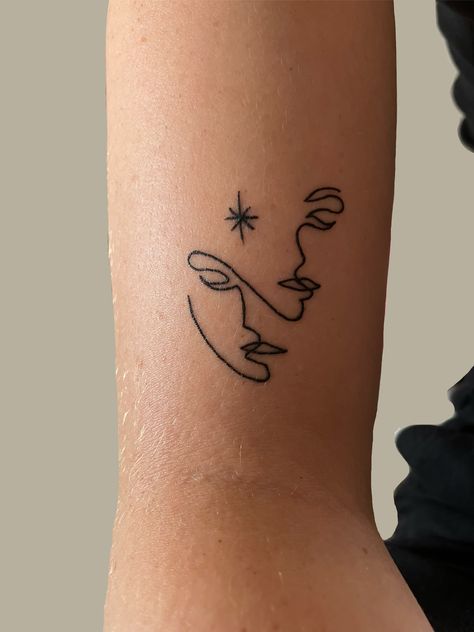 Abstract Face Tattoo, Faces Tattoo, Fern Tattoo, Moon Face, Face Tattoo, Abstract Tattoo, Abstract Faces, Line Tattoos, Minimalist Tattoo