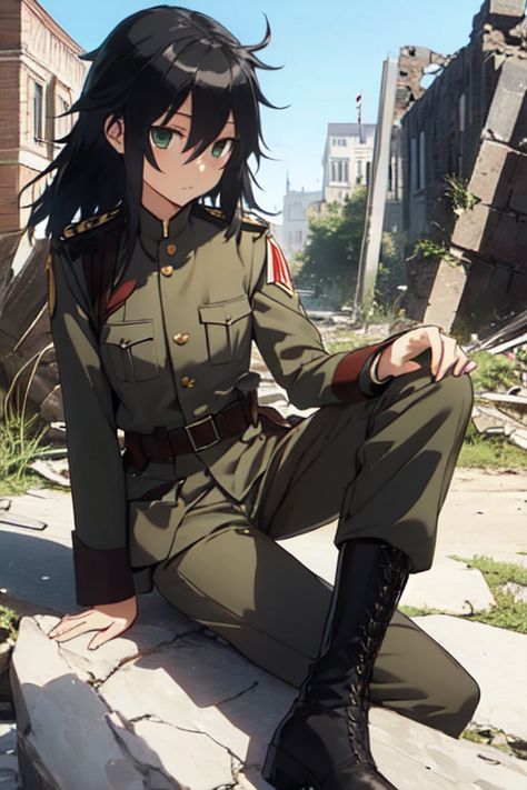 Anime Army Uniform, Tomoki Kuroki, Anime Military Uniform, Anime Soldier, Tomoko Kuroki, Drop Leg Holster, Female Army Soldier, Soldier Drawing, Historical Anime