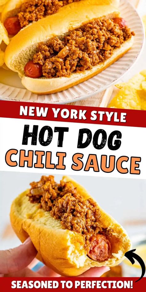 Easy Hot Dog Sauce, Easy Coney Dog Sauce, Hot Dog Sauce Recipe Homemade, Hot Dog Chilli, Coney Island Hot Dog Sauce Recipe, Coney Island Hot Dog Sauce, Chili Hotdogs, Coney Dog Sauce, Easy Hot Dog Chili