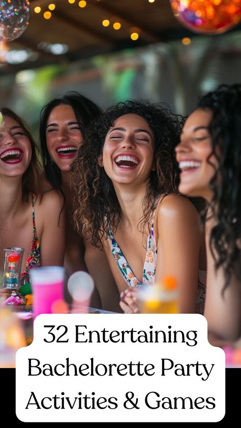 Group of women laughing and playing fun games at a bachelorette party, surrounded by festive decorations and drinks. Bachelorette Party Relay Games, Active Bachelorette Games, Minute To Win It Games For Bachelorette Party, Bachelorette Party Things To Do, Things To Do For Bachelorette Party, Bachelorette Game Night Aesthetic, Easy Bachelorette Party Games, Bachelorette Craft Activities, Bachelorette Active Party Games