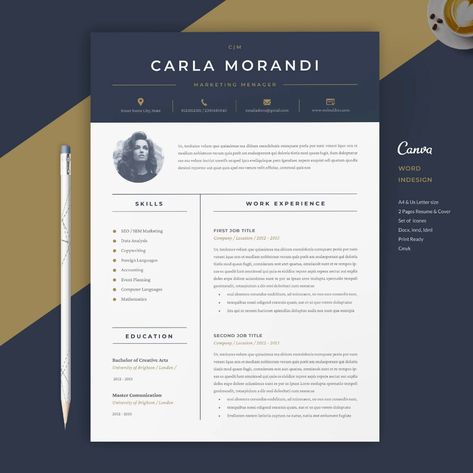 Cv Without Photo, Best Resume Template, Cv Design, Resume Design Template, Resume Template Word, Best Resume, First Job, Resume Template Professional, Job Title