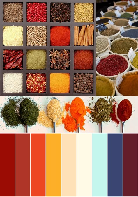 spice color story Spice Colour Palette, Indian Restaurant Color Palette, Spicemarket Colour, Festive Colour Palette Indian, Spice Color Palette, Indian Food Color Palette, Spices Color Palette, Traditional Indian Colour Palette, Indian Color Palette