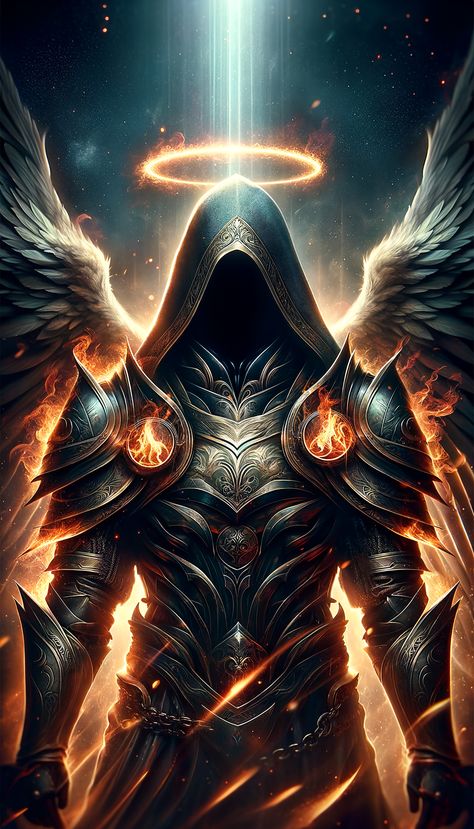 Our Angel Art brings the divine into your space, offering a tranquil and ethereal artistic experience. Holy Knight Fantasy Art, Hierarchy Of Angels, Divine Angel, Fire Angel, Warrior Angel, Male Angels, Seven Archangels, Angel Artwork, Angel Warrior