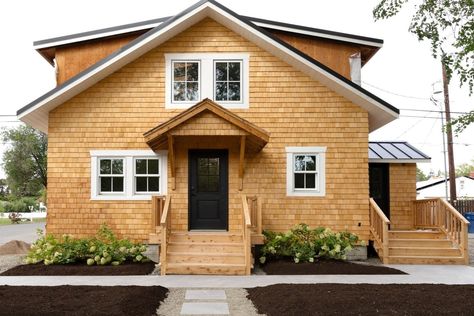 The Evolution of the Poplar Cottage Exterior (so far...) — The Grit and Polish Raised Bungalow Exterior, Portland Bungalow Exterior, Pacific Northwest Craftsman Home, Sears Kit Homes Bungalows, 1920s Craftsman One And A Half Story Bungalows, Cedar Shake Siding, Shake Siding, Cedar Shakes, Bungalow Homes