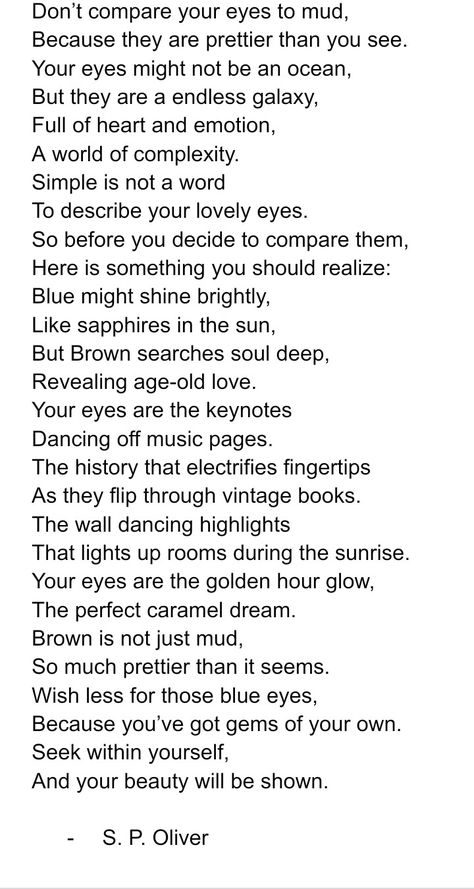 Poems That Rhyme, Rhyming Couplet, Words To Describe Yourself, Lovely Eyes, Dont Compare, Describe Yourself, Love Poems, Brown Eyes, Word Search Puzzle