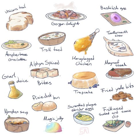 Kitchen Witch Recipes, Fantasy Food, The Continents, Food Illustration Art, Food Fantasy, Cute Food Drawings, Cute Food Art, Japanese Dessert, Food Concept