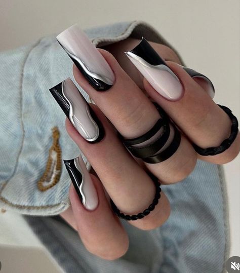 Long Square Nails, Punk Nails, Edgy Nails, Blush Nails, Nail Swag, New Year's Nails, Dipped Nails, Cross Reference, Chic Nails