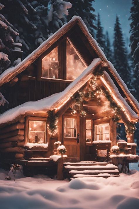 Cozy Winter Cabin Exterior, Bloxburg Winter Cabins, Bloxburg Exterior Christmas, Christmas Cabin Exterior, Winter Cabin Exterior, Small Winter Cabin, Bloxburg Log Cabin, Christmas Cottage Exterior, Bloxburg Winter Cabin