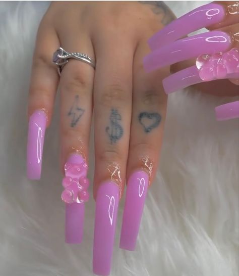 Nails Suggestions, Gummy Bear Nails, Bear Nails, White Nails With Gold, Bears Nails, Curved Nails, Wow Nails, Long Acrylic Nail Designs, Drip Nails